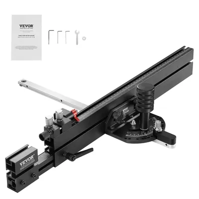 Produktbild von VEVOR Gehrungsanschlag, Standardschlitz 19 x 9,5 mm, Aluminiumlegierung mit 48-89 cm Rasterung, 15 Winkelanschlägen, verstellbarem Kolben und abnehmbarer Scheibe, für die Holzbearbeitung