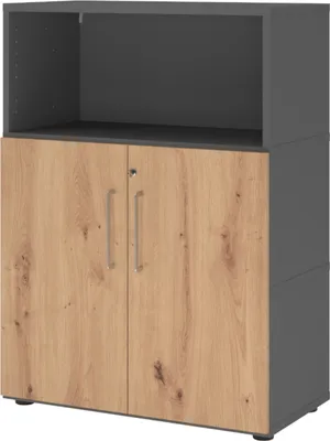 Produktbild von bümö flexi Aktenschrank mittel mit Flügeltüren - Nachbildung: Graphit/Asteiche