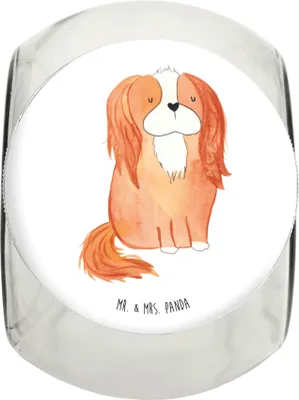 Produktbild von Mr. & Mrs. Panda Bonbonglas Hund Cavalier King Charles Spaniel XL 2000ml - Weiß - Geschenk, aufbewahrungsglas, Vorratsbehälter, Vorratsglas, glasbehälter, Dose, Sprüche