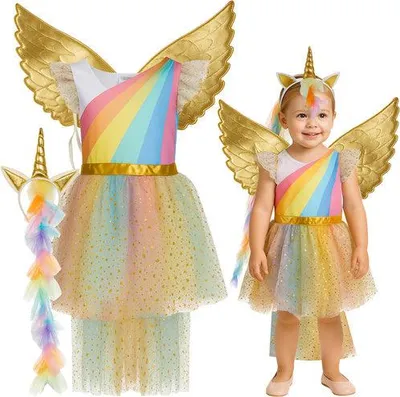 Produktbild von Einhornkostüm für Kinder, 3-teiliges Set, Größe 110-116 cm