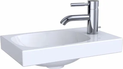 Produktbild von GEBERIT Handwaschbecken Acanto asymetrisch 40 cm rechts ohne Überlauf weiß 500635012