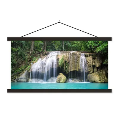 Produktbild von MuchoWow® Textilposter Wasser - Wasserfall - Bäume 120x60 cm mit schwarzem Rahmen - Dekoration Schlafzimmer
