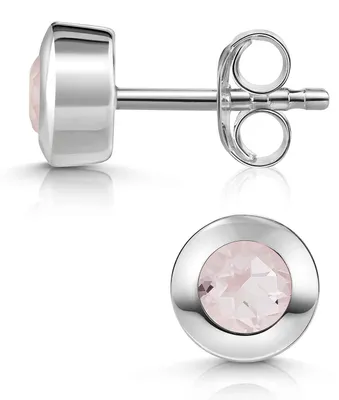 Produktbild von MATERIA by Matthias Wagner Rosenquarz Ohrstecker Silber 925 rund rosa facettiert SO-155-Rosenquarz