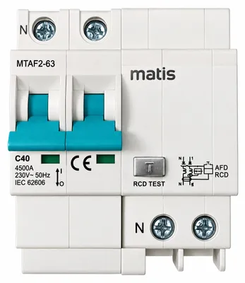 Produktbild von Matismart MTAF AFDD FI/LS Brandschutzschalter 40A 230V, KI-generiertes Bild