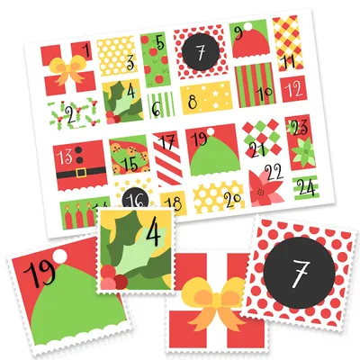 Produktbild von Adventskalender Zahlenaufkleber 24 Stück gelb-grün Briefmarke Nr 51 Basteln