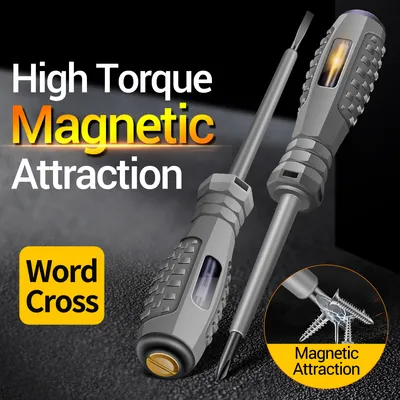 Image de ANENG B04 2Pcs Electric Voltage Tester Pen Slotted/Phillips Screwdriver Neon Bulb Magnetic Pen Tip Non-Contact Insulated Electrician Test Pen