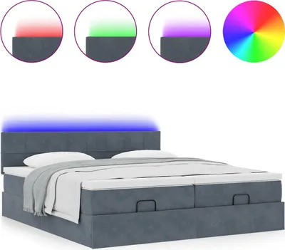 Obrázek produktu pro Osmanský rám postele s matrací tmavě šedý 200x200cm samet