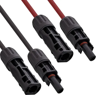 Obrázok produktu pre Predlžovací kábel pre solárne panely, 4 mm², dĺžka 7,5 m, vrátane solárneho konektora MC4, čierno-červený, typ kábla H1Z2Z2-K, určený pre fotovoltaické systémy