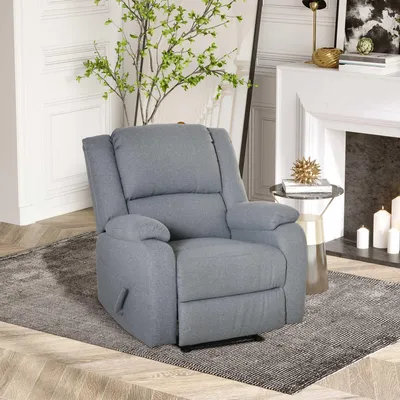 Produktbild von Relaxsessel mit Liegefunktion & Fußstütze, Fernsehsessel Leinenoptik, Liegesessel manuell verstellbar, Hellgrau | 148° neigbar | 87x96x98 cm | 21,5 kg