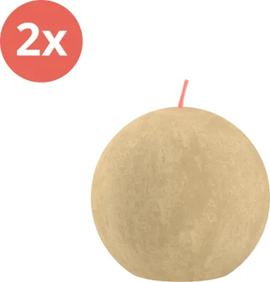 Produktbild von Bolsius - Rustikale Kugelkerze - Ø76mm - Haferbeige - Vorteilspack - 2 Stücke