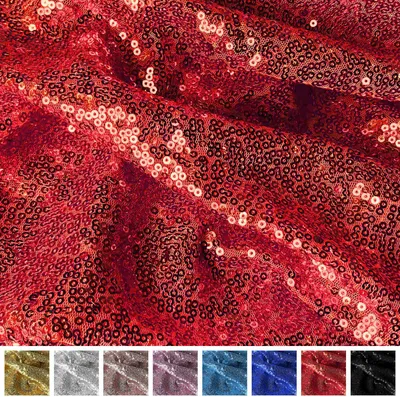 Produktbild von Paillettenstoff Meterware 150 cm Breite, 3 mm Pailletten auf Tüll, , Rot