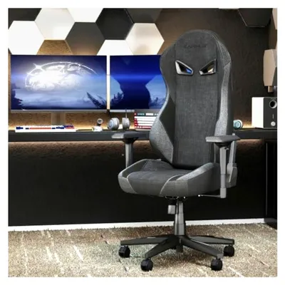 Produktbild von Gaming Stuhl in Grau – Rennsportdesign mit 4D-Armlehnen, Fußstütze, Kopf- und Lordosenstütze, ergonomischer Bürostuhl, höhenverstellbar, kippbar, belastbar bis 136 kg