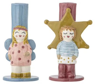 Produktbild von BLOOMINGVILLE | Bisby Kerzenhalter, Bunt, Steingut | L10xH15xW6,5 cm, Set of 2 | 82063343