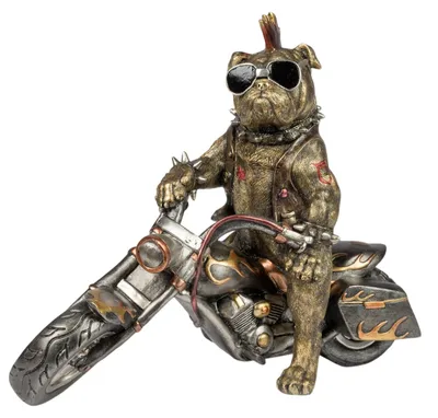 Produktbild von formano Biker Hund auf Motorrad Dekofigur Rocker Bulldogge Motorradfigur