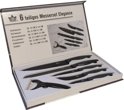 Produktbild von 6 teiliges SBS Messerset "Elegance" inklusive SBS Single Messerblock für 8 Messer schwarz