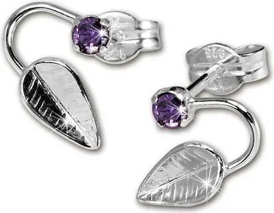 Produktbild von SilberDream Ohrstecker für Damen Silber lila Blatt Zirkonia Ohrringe SDO531V