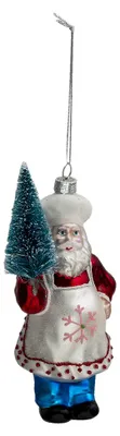 Immagine prodotto di Targhetta natalizia Clayre & Eef Babbo Natale 16 cm vetro rosso blu