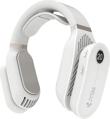 Immagine prodotto di Ventilatore portatile da collo Zimilo con funzione di raffreddamento, riduzione della temperatura da 10 a 15 gradi, batteria da 2600 mAh, luci RGB, display a LED, 6 livelli di velocità, bianco
