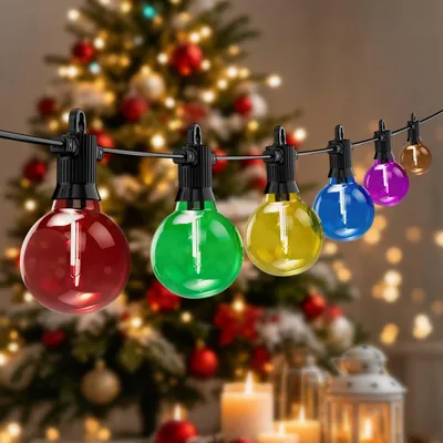 30 m bunte LED-Lichterkette, IP65, dimmbar, 50 Lampen, warmweiß