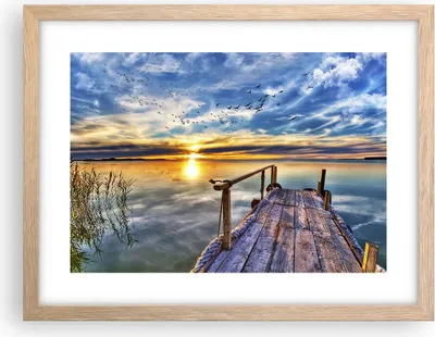 Produktbild von Gerahmtes Poster - Rahmen in heller Eiche - See Brücke - 40x30 cm - Wand Bild - Wanddeko - Wandbilder - Kunstposter - Wandposter - Bilderrahmen - Bilder - Kunstdruck - Wandbild - P2NAA40x30-3963