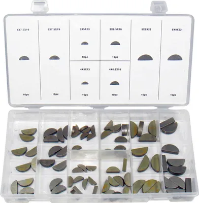 Produktbild von Federkeile-Sortiment 3-4-5-6 mm Halbmond Paßfeder Mitnehmerkeil Satz, 80-tlg.