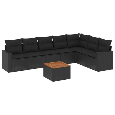 Produktbild von vidaXL 8-tlg. Garten-Sofagarnitur mit Kissen Schwarz Poly Rattan
