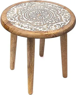 Obrázek produktu pro Odkládací stolek Mandala Print Mango Wood - 30x30x31 cm