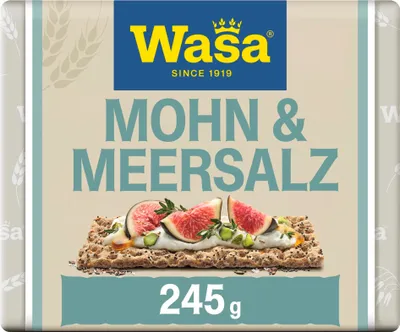 Produktbild von Wasa Selection Mohn & Meersalz 12x245g I Knäckebrot aus 100% Roggenvollkornmehl, mit Mohn & Meersalz verfeinert