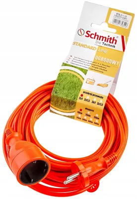 Obrázok produktu pre Schmith Predlžovací kábel Záhradný Stavebný 10m 2x1mm Oranžový