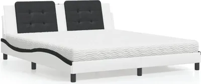 Produktbild von vidaXL Bett mit Matratze "Zadar" Weiß und Schwarz 180x200 cm Kunstleder