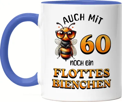 Produktbild von Auch mit 60 noch ein flottes Bienchen Tasse blau 60. Geburtstag Frau Biene