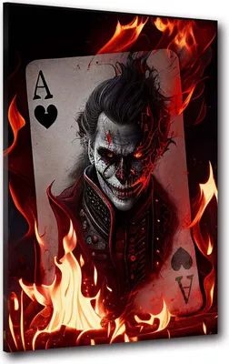 Produktbild von Joker Poker Fire Style Leinwandbild Wandbild Kunst Deko XL: 75x100x2cm