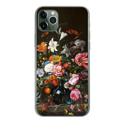 Produktbild von MuchoWow® Handyhülle Schutzhülle Hülle für iPhone 11 Pro Max Vase mit Blumen - Jan Davidsz de Heem - Kunst Silikon Softcase Handy Hülle - Schutz