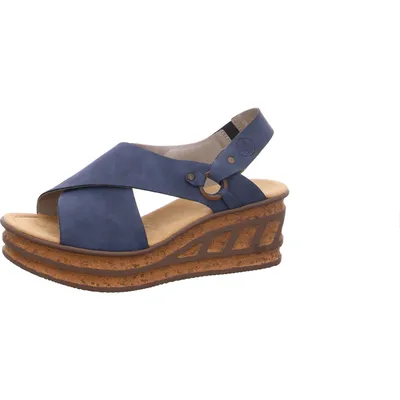 Produktbild von Rieker Damen Sandalen Plateau Keilabsatz 68184, Größe:38 EU, Farbe:Blau