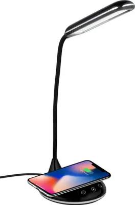 Image de Grundig Lampe de table LED avec chargeur sans fil Lampe de chevet avec fonction de charge 800 lumens - Lampe avec bras réglable 300° - Chargement sans fil Qi - Pour bureau ou table de nuit