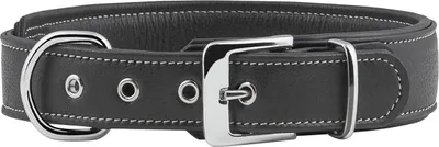 Produktbild von Knuffelwuff 13991-006, Hund, Standardkragen, Schwarz, Echtes Leder, Einfarbig, Kein Muster
