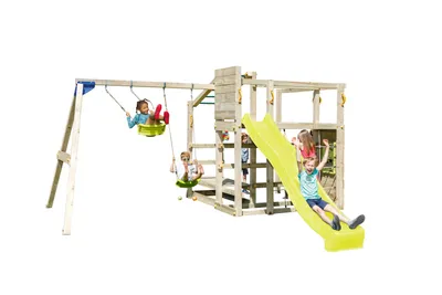 Produktbild von Spielturmking Spielturm CROSSFIT mit Rutsche + Doppelschaukel - Gelb DH755