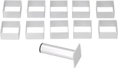 Produktbild von Edelstahl Backformen für Küche, ideal für Kuchen, Plätzchen und Fondant, quadratisch