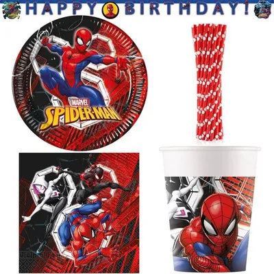 Produktbild von Partyset 61 tlg. Spiderman Geburtstag Deko Set Kindergeburtstag