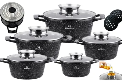 Produktbild von 10-teiliges Kochset – Pfannenset – Kochtöpfe – Aluminium-Pfannen – Mit Deckel – Antihaftbeschichtung – Induktionsgeeignet