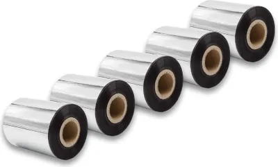 Produktbild von vhbw 5x Thermotransfer-Band kompatibel mit Godex EZ-6300 Plus, EZPI 1200 Drucker Etikettendrucker, Wischfest, 80 mm x 300 m, Wachs-Plus Schwarz