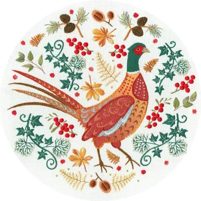 Zdjęcie produktu dla Zestaw do haftowania "Popularny fazan" firmy Bothy Threads, model EKP5, średnica 20 cm