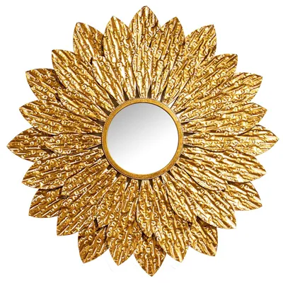 Runder Wandspiegel mit goldenen Blättern, 103x4x103 cm