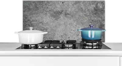 Produktbild von KitchenYeah®  Spritzschutz Küche - Küchenrückwand - Wandschutz für Herd und Spüle - Vintage - Beton - Steine 90x45 - Alu-Dibond (Alternative zum Spritzschutz aus Glas) - Hitzebeständig - Herdspritzsch