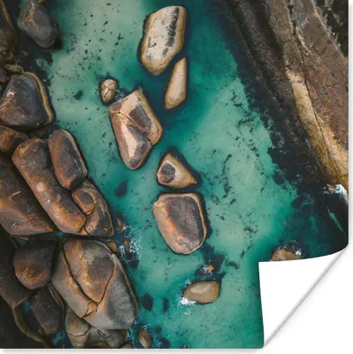 Produktbild von MuchoWow® Poster Wasser - Steine - Meer 50x50 cm - Wohnzimmerdekoration