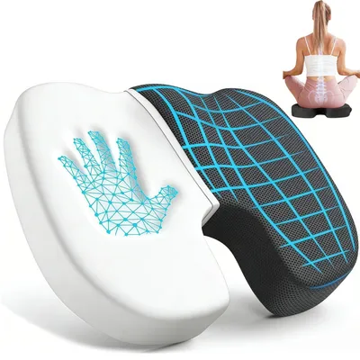 Productafbeelding van Ergonomisch zitkussen met traagschuim – biedt ondersteuning voor de rug en het stuitje, met een afneembare en antisliphoes