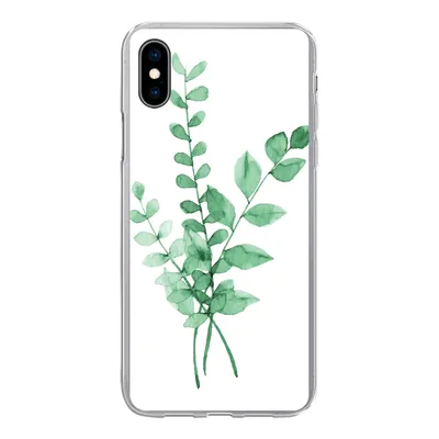 Produktbild von MuchoWow® Handyhülle Schutzhülle Hülle für iPhone Xs Aquarelle - Blätter - Pflanzen Silikon Softcase Handy Hülle - Handytasche
