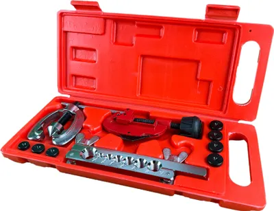 Immagine prodotto di Kit di utensili per svasatura, tagliatubi per tubi freno per auto, con 7 matrici ,in inch,set flangiatubo cono eccentrico, bordatubi, per tubazioni freno auto Gebo Tools