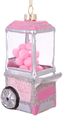 Produktbild von BRUBAKER Süßigkeitenwagen Rosa - Handbemalte Weihnachtskugel aus Glas - Christbaumschmuck Figuren lustig Deko Anhänger Baumkugel - 11 cm