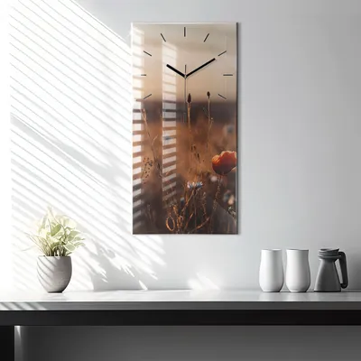 Produktbild von Wallfluent Wanduhr – Stilles Quarzuhrwerk - Uhr Dekoration Wohnzimmer Schlafzimmer Küche - Zifferblatt mit Strichen - schwarze Zeiger - 30x60 cm - Sonnenaufgangsfeld